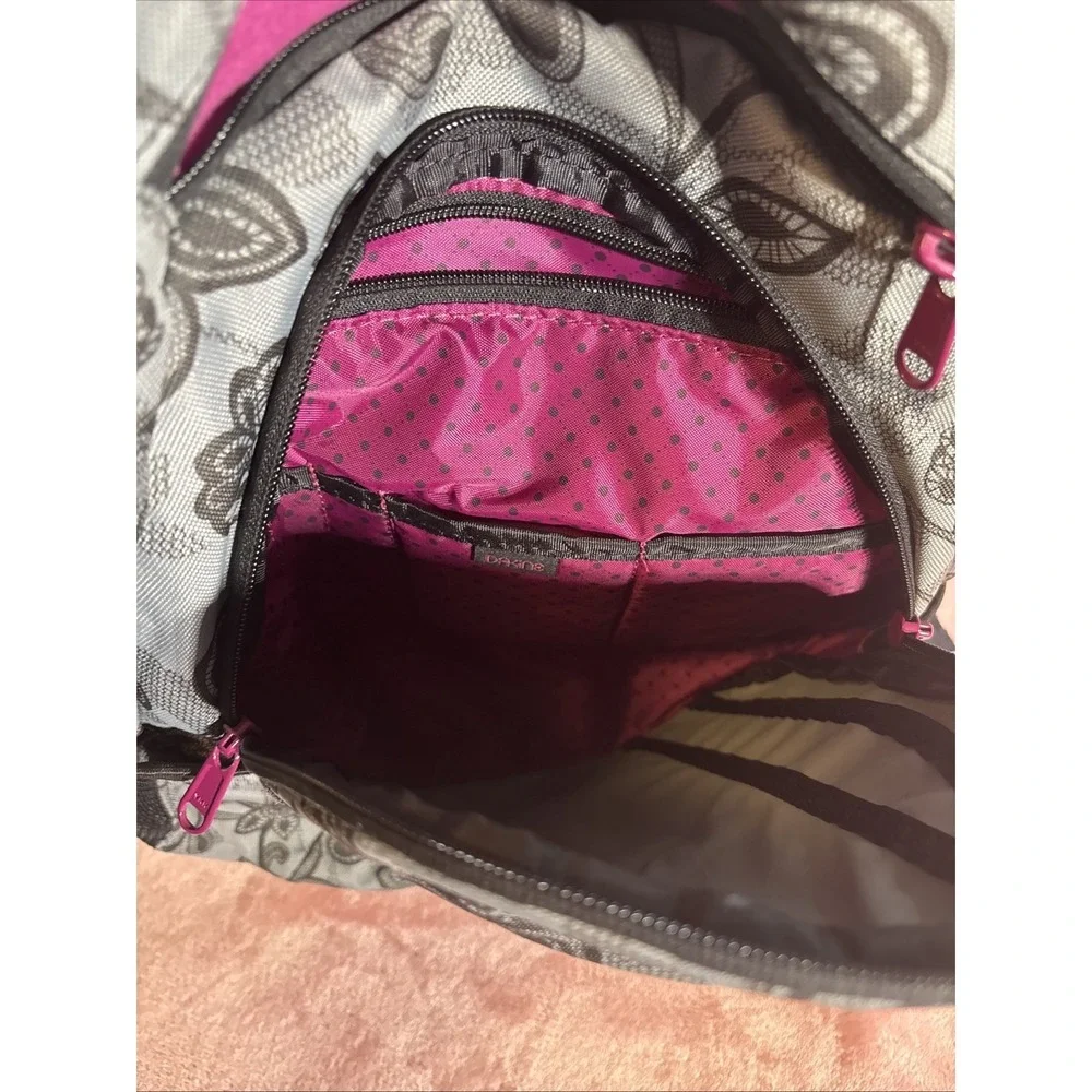 Dakine Backpack 25L Juliet Paisley Gray Black Purple Campus Bag. Lap Top Slot
